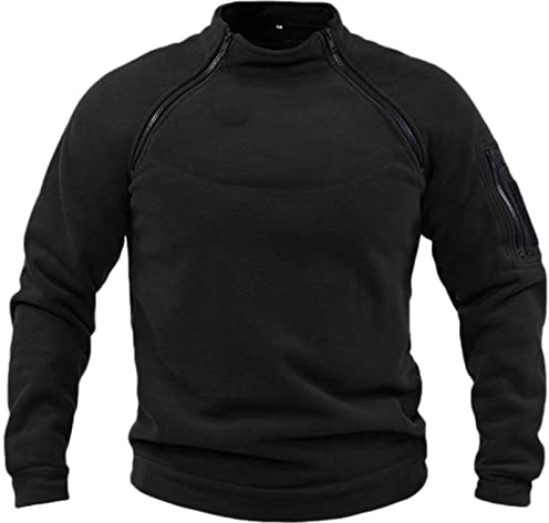 Pullover in Pile | Giacca in Pile Militare da Uomo per Esterni | Felpe Tattiche da Combattimento Calde con Cerniera dell'Esercito Pullover Antivento Sportivo Maglioni per Pesca Escursionismo Maglione