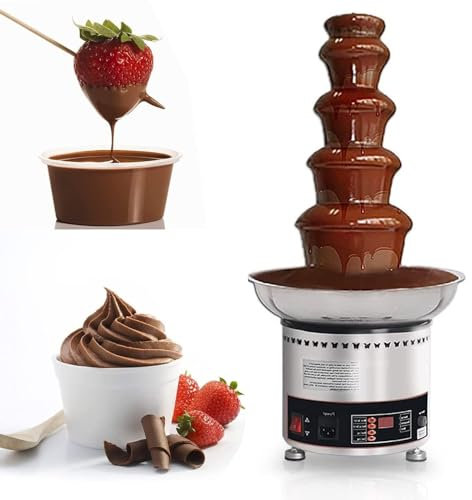 5 Tier Chocolate Fountain Machine, 4Kg Electric Large Chocolate Melting Fondue Maker (Stainless Steel), Ideal for Sweet Treats, Fruits, Nuts Or Party, Wedding