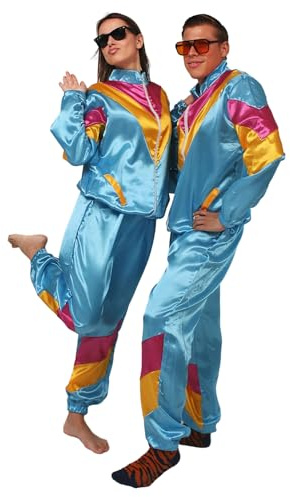 korifejus Bunter, glänzender Trainingsanzug für Damen, bestehend aus Jacke und Hose, 100% Polyester, (DE/NL/SE/PL, Alphanumerisch, XL, Regular, Regular, Hellblau)