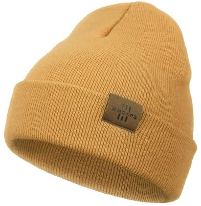 Wmcaps Mütze Kinder Jungen, Warme Weiche Wintermützen für Mädchen Kleinkind Baby, Doppellagige Strickmütze Kinder, Polargelb