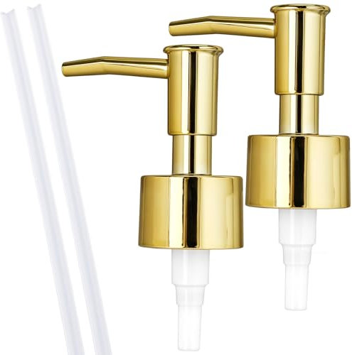 2Pack Gold Soap Dispenser Pump Replacement Refill Dispenser Hand Soap Dispenser Top Dispenser Pumps Soap Pump Replacement for Lotion Regular Glass Mouth Bottles