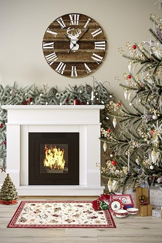 Villeroy & Boch Design Teppich Nostalgic Shine - Toy's Delight - Christbaum Decke, Eingangsmatte, Weihnachtsbaum Vorleger für Wohnzimmer, Schlafzimmer, Esszimmer, Flur - Rot Multifarben, 50x80 cm