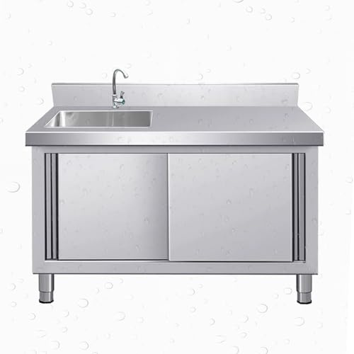 Mehrzweck-Küchenspüle mit Unterschrank, Einzelspüle aus Edelstahl, Waschbecken mit Unterschrank, Aufbewahrungsschrank mit Werkbankhahn, Küchenwaschbecken, für gewerbliche Restaurant-Waschküchen.