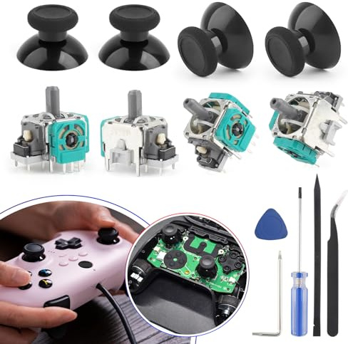 4 Pack Joysticks for Xbox One S/X Joysticks Replacement for Xbox Series S/X 3D Analog Sensor Module Potentiometer for Xbox One Joystick Side Thumbstick Controller Accessories Parts with Repair Tools