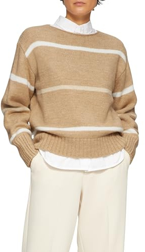 s.Oliver Gestreifter Strickpullover mit Rollkante