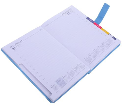 Tofficu 2025 Agenda-Buch notizbuch familienplaner Englischer Kalender Kalenderbuch Monatsplaner notizzettel Tagebuch gefüttert tagebuch mit stift großer Planer rosa Planer Pu Sky-blue