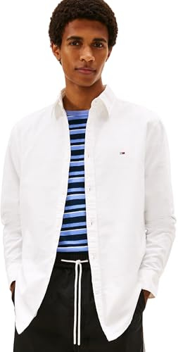 Tommy Jeans Herren Hemd Oxford Freizeithemd, Weiß (Ecru), M