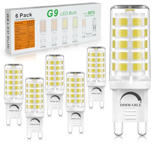 BAOMING G9 LED-Leuchtmittel, kaltweiß, 6000 K, 3 W, 420 lm, entspricht 40 W Halogen, kein Flimmern, energiesparend, dimmbar, G9 LED-Glühbirne für Dekoration, Kronleuchter, Zuhause, Büro, Beleuchtung