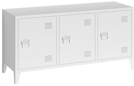 Riess Ambiente Industrial Sideboard DURA Steel 120cm - weiß - Metall mit 3 Türen Kommode Stauraum Loft Design Wohnzimmer