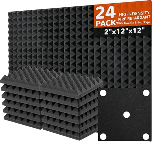 Akustikpaneele 24 Stücke,Akustikschaumstoffplatten Schallabsorbierende Platten Schalldämmung Schallisolierung für Studio, Büro, Akustische Behandlung Pyramide 30x30x5cm