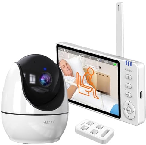 7links Babyphone für Senioren: HD-Video-Seniorenkamera, Schwenk- & neigbar, mit Notruf-Fernbedienung (Senioren Babyphone mit Kamera, Video, Küche)