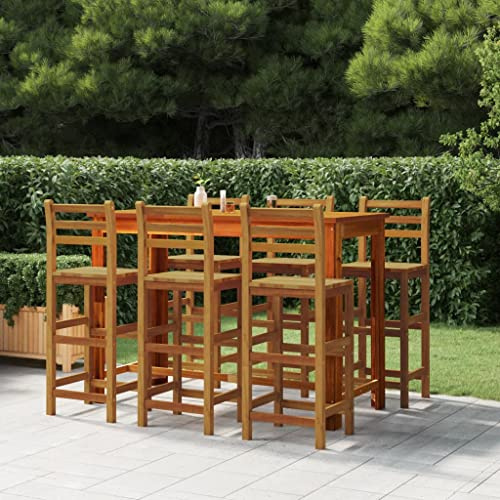 Frdhee Lot de 6 fauteuils de jardin, tabourets de bar en bois d'acacia massif, fauteuil de salon d'extérieur pour balcon, piscine, terrasse