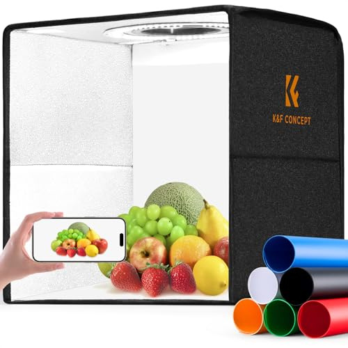 K&F CONCEP 16/40cm Portable Expandable Photo Studio Light Box | Photography Shooting Light Tent Kit Adjustable Brightness Lighting Kit Softbox with 112pcs LED Lights + 6 Backdrops ZYDYSY02