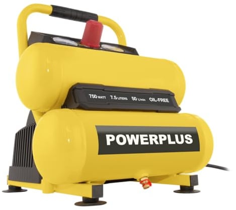 Powerplus Kompressor POWX17235 - Kompressor kein Öl - Doppeltank 750W 7,5l