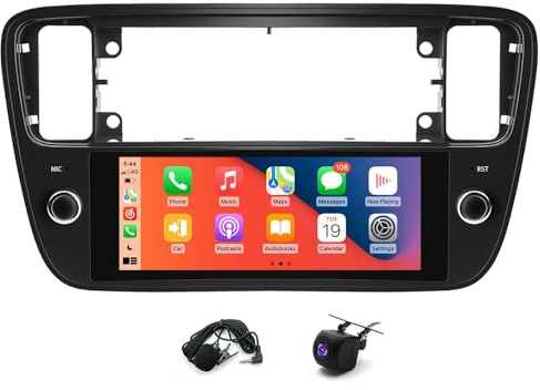 4G+64G Android 14 Autoradio für VW Up 2011-2016 mit Carplay & Android Auto, Doppel-Din Autoradio mit Bluetooth 6.86 Zoll HD Touchscreen, WLAN, FM, Rückfahrkamera, MirrorLink, Lenkradsteuerung, Navi