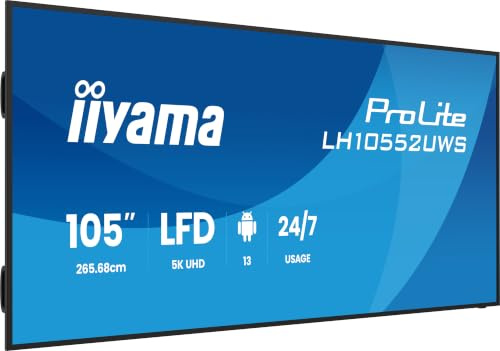 Iiyama Prolite LH10552UWS-B1AG 265,7 cm 105 Digital Signage Display, IPS, 21:9 UltraWide, 5K WUHD, 24/7, Android 13, USB-C, WLAN, Schwarz