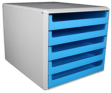 Metzger + Mendle Schubladenbox, Gehäuse hellgrau, Schübe: ocean-blue