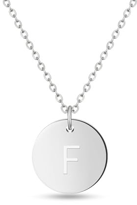 Initialen Halskette Frauen Mädchen mit Gravur F Felicitas Finja Fiona Franziska Freya Frieda Fabian Fabio Felix Ferdinand Finley Finn Florian Frank Franz - Valentinstag-Geschenk für Sie und Ihn