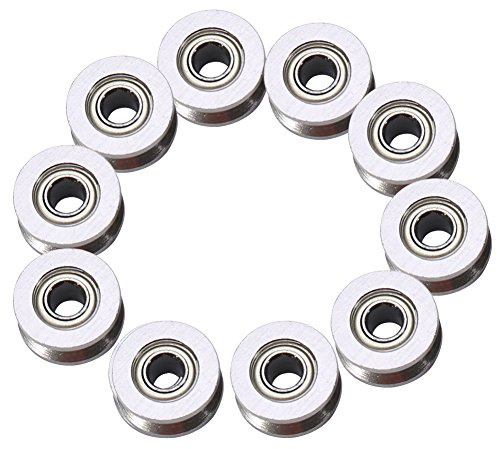 V-Nut Kugellager, 10 Stück V624ZZ Lager Doppel Schild aus Kohlenstoffstahl mit 1,5 mm Tiefe V-Nut für Führungsrolle Schiene Liner Motion System