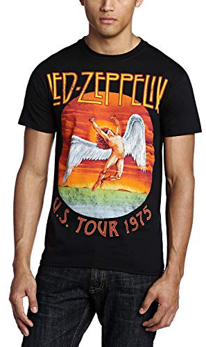Led Zeppelin T Shirt USA Tour 75 Band Logo Official Mens Black L