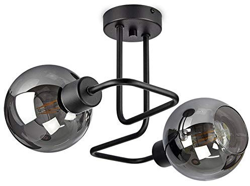 FKL DESIGN Home Deco Deckenlampe Pendellampe Hängelampe Wandlampe Tischlampe Leuchte Pendelleuchte Kugel Schwarz Grau Weiß Lampe aus Serie N100 verschiedene Varianten (N100-EK2)