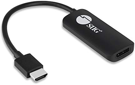 SIIG Active HDMI 2.0 to DisplayPort 1.2 Adapter, 4K60Hz, CB-H21811-S1 | Connect an HDMI source to a DisplayPort display at 4K60Hz; active conversion clarifies the one-way signal direction.