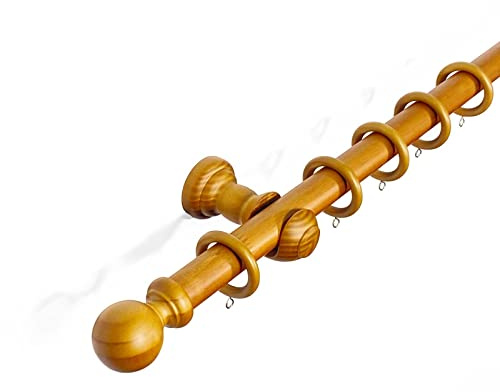 Ball Finial 28 mm Wooden Curtain Poles Fixed Length Multi Finials Curtain Pole Wooden Beautiful Design Wooden Finials, Aged Oak Ball 200 cm