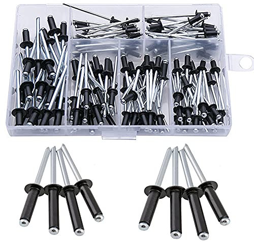 Bestgle Remache Sólido de Cabeza Plana 120 pcs Remaches Aluminio Kit de Surtido de Sujetadores de Remaches con caja M2.4 M3 M3.2 M4 Remaches Ciegos
