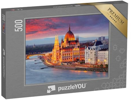puzzleYOU: Puzzle 500 Teile „Ungarisches Parlament, Budapest bei Sonnenuntergang“ – aus der Puzzle-Kollektion Ungarn, Budapest