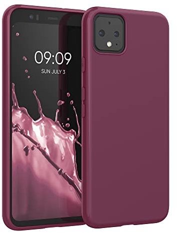 kwmobile Hülle kompatibel mit Google Pixel 4 Hülle - weiches TPU Silikon Case - Cover geeignet für kabelloses Laden - Bordeaux Violett