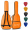 ffalstaff Borsa per Chitarra Classica 4/4 in Nylon con due Tracolle uso Zaino e Tasca Porta Accessori e 5 Plettri in Omaggio - Arancione