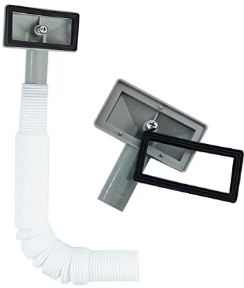 Qrity 1 Stück Anschlussrohr für Waschtisch und Spüle, Quadratische Schnittstelle (Größe: 75x40mm) Rohrlänge 230-600mm, Durchmesser 26mm (Innendurchmesser: 21mm)