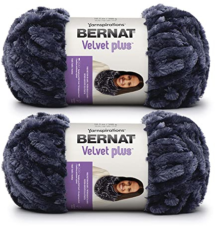 Bernat Plus 2 Pack of 300g/10.5oz-Polyester-6 Super Bulky-Knitting/Crochet Yarn, Indigo Velvet