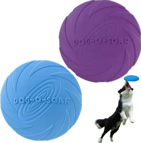 JINYUNMIN 2 Stück Hundefrisbee,Hund Scheibe,18cm hundespielzeug Frisbee,perfekt für Hundetraining, Werfen, Fangen und Spielen(Lila+Blau)