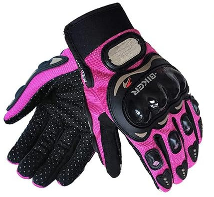 Guanti da Moto per Donna, Guanti Moto Donna Uomo traspiranti Touchscreen, Guanti da donna rosa per moto, Omologati EN 13594:2015, guanti da Motocross da ciclismo da corsa (S)