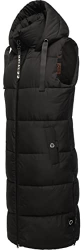 Navahoo Damen ärmellose Lange Outdoorweste warme Winterjacke Schnuffelchen Black Gr. L