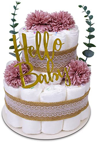 MilaBoo® Windeltorte Vintage Eukalyptus Lila I hochwertiges Neugeborenen Geschenk mit Windeln (lila)