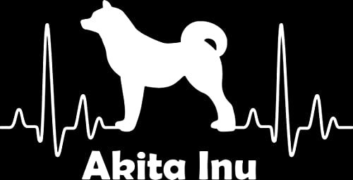 Generisch Autoaufkleber Aufkleber Herzschlag Liebe EKG Deko Sticker selbstklebend weiß Breite 28cm Motiv: Akita Inu 01