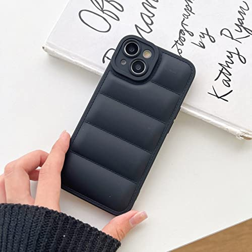 GINASH Hülle für iPhone 14 13 12 11 Pro XS Max Xr 7Plus 8Plus Cover Puffer Case Fashion Winter Daunenjacke Silikon Soft TPU Puffer, Schwarz, für iPhone 14