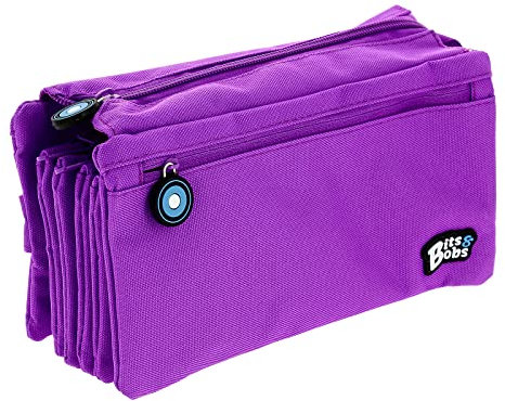 Vierfach-Schulmappe mit 4 Reißverschlüssen für Schulbedarf (Violett)