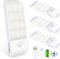 Veilleuse avec Détecteur de Mouvement, Lot de 4 Veilleuse LED Rechargeable Type-C avec 3 Modes d'éclairage, Lampe de Placard avec Bande Magnétique pour Armoire, Couloir, Escalier, Cuisine, Blanc Chaud