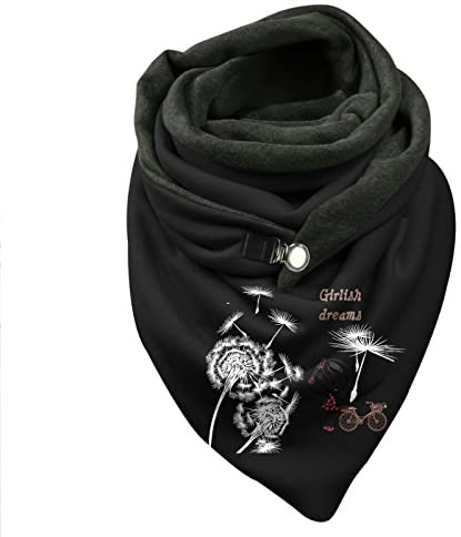 GBEN Dreiecksschal Damen Strickschal mit Wolle Button Knopf Lässige Wickelschal Weicher Wickel Halstuch Dreiecksschal Kuschelige Halswärmer Wollschal Schlauchschal Kaschmir-Schal (F, One Size)