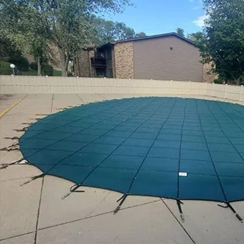 kubeier Winterabdeckung für Pool, Schwimmbadabdeckung Rund, Abdeckung Winterschutz Rechtslauf Dreifach vernäht PP Maschen Resistenz Regendurchlässig Werkzeuge Installation für Swimmingpools,24ft/7.3m