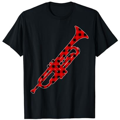 Pyjama de Noël assorti à motif trompette à carreaux T-Shirt