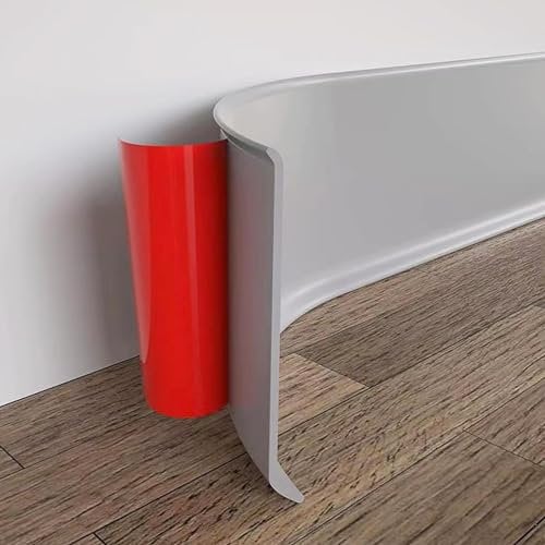 PVC Weichsockelleiste selbstklebend, 10cm Breite Selbstklebend Bodenleiste, Gummi- Sockelleiste, Flexible Bodenleiste für Küche, Bad, Wohnzimmer (6m Grau)