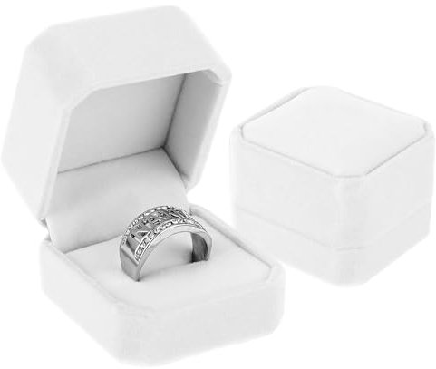 DIVINA VITAE 2 Stück Weiß Ringschachtel Samt Ringbox Hochzeit Schmuckschachtel Einzelne Antragsringbox 1 Steckplatz Kleine Ring Ohrringe Geschenkbox Versprechensringbox für Männer Frauen