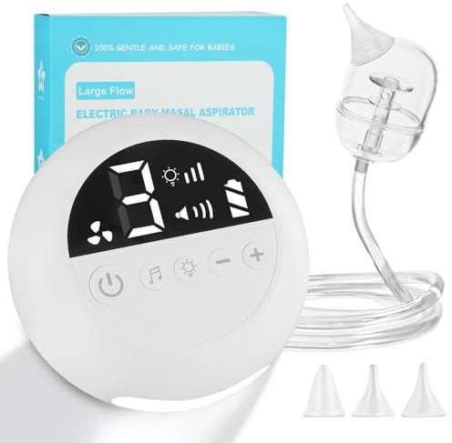 Aofesel Aspirateur Nasal Mouche Bébé Électrique à 9 Niveaux D'aspiration et 3 Embouts en Silicone, aspirateur nasal divisé avec lumière et musique, Rechargeable