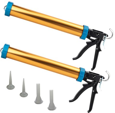 Sausage Caulking Gun Lightweight Aluminum Tube Tool Manual Sausage Filling Machine 20 oz 12:1 Drive Used for Exterior Wall Coating Interior Decoration Advertising Installation (2 Pieces)