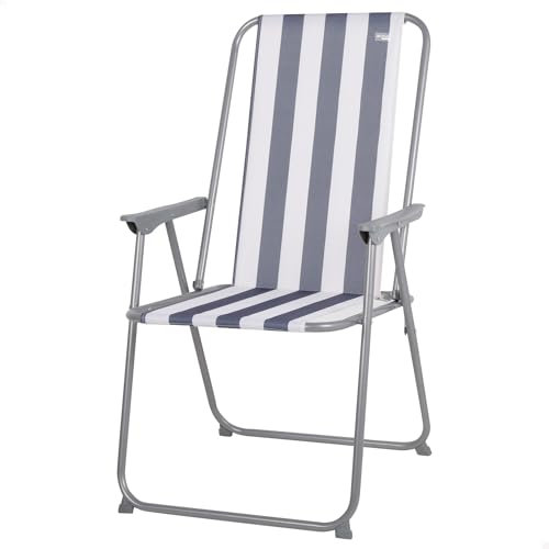 AKTIVE Silla Camping Plegable, De Aluminio, Rayas marineras, 44 x 44 x 88 cm
