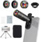Andoer 4 in 1 Phone Camera Lens Kit with 22X Telephoto Lens, 205° Fisheye Lens, 4K 0.67X Wide Angle Lens, 25X Macro Lens, Lens Clip & Phone Edge and Mini Tripod